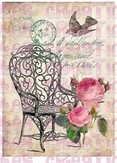 Chaise rose et oiseau fond beige - A4